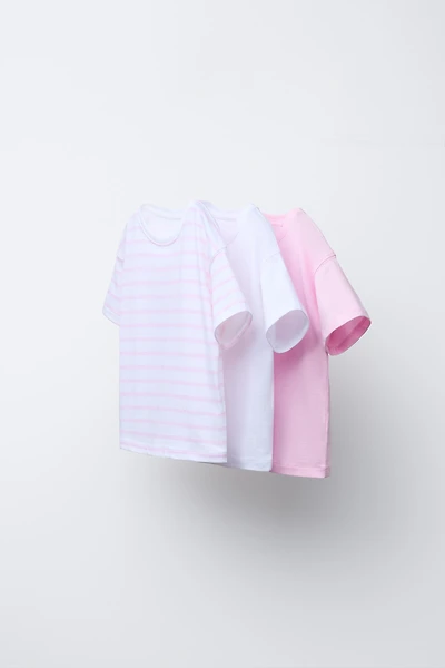 THREE-PACK OF PLAIN AND STRIPED T-SHIRTS