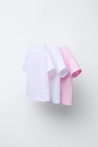 THREE-PACK OF PLAIN AND STRIPED T-SHIRTS