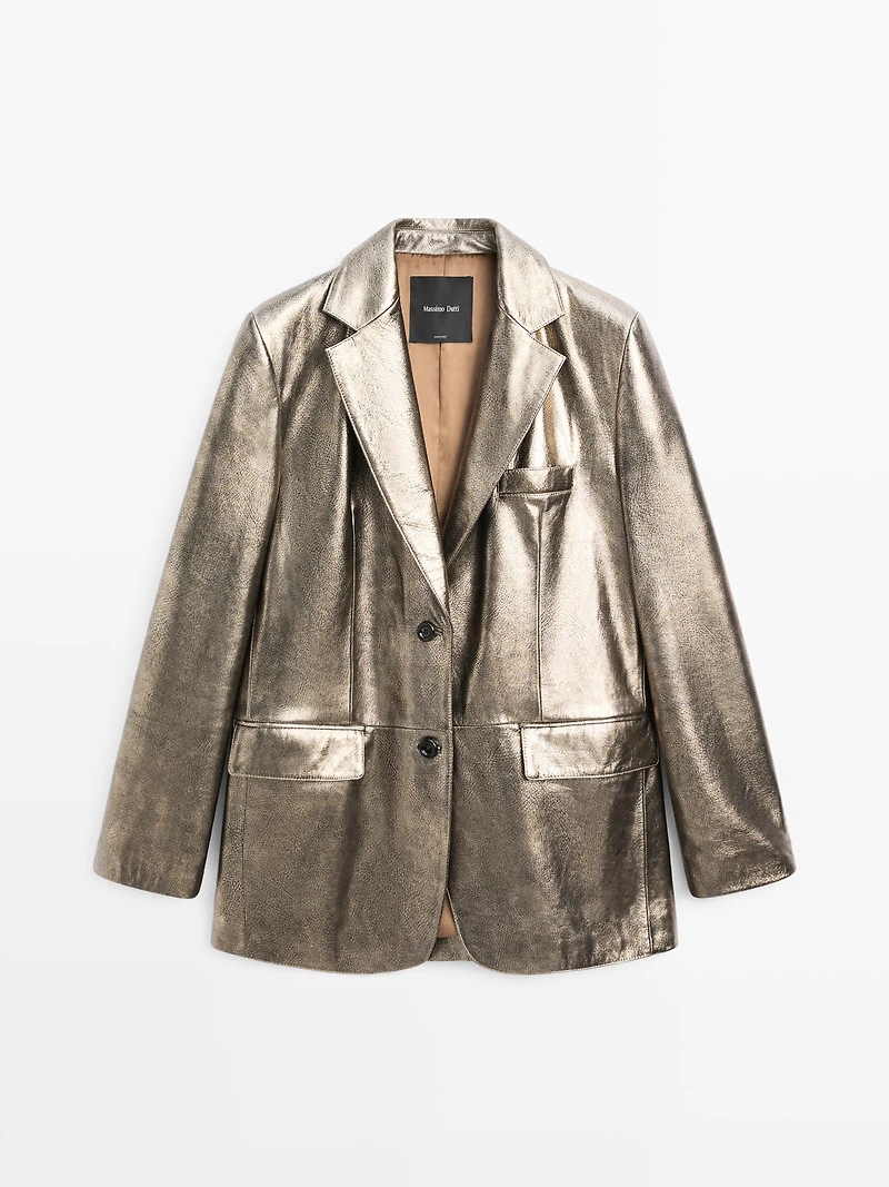 Metallic nappa leather blazer