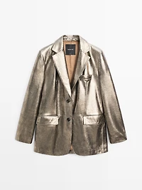 Metallic nappa leather blazer