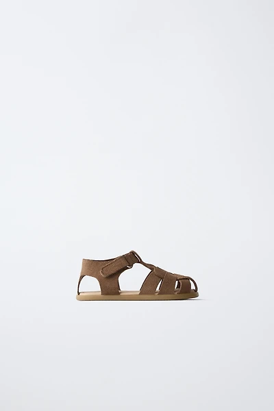 SANDALES EN CUIR STYLE PLAGE PIEDS NUS