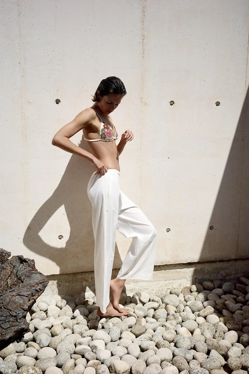 100% COTTON LACE TRIM PANTS