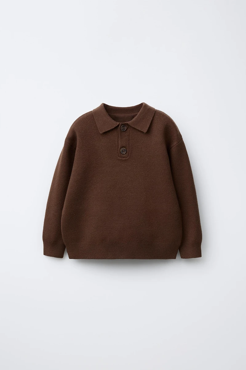 KNIT POLO SWEATER