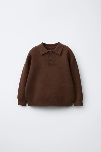 KNIT POLO SWEATER