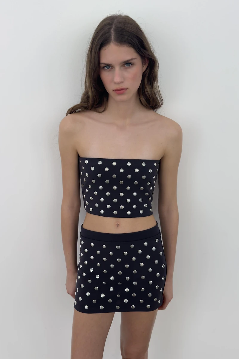 STUDDED MINI SKIRT