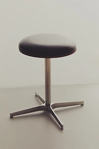 LEATHER AND STAINLESS STEEL STOOL
