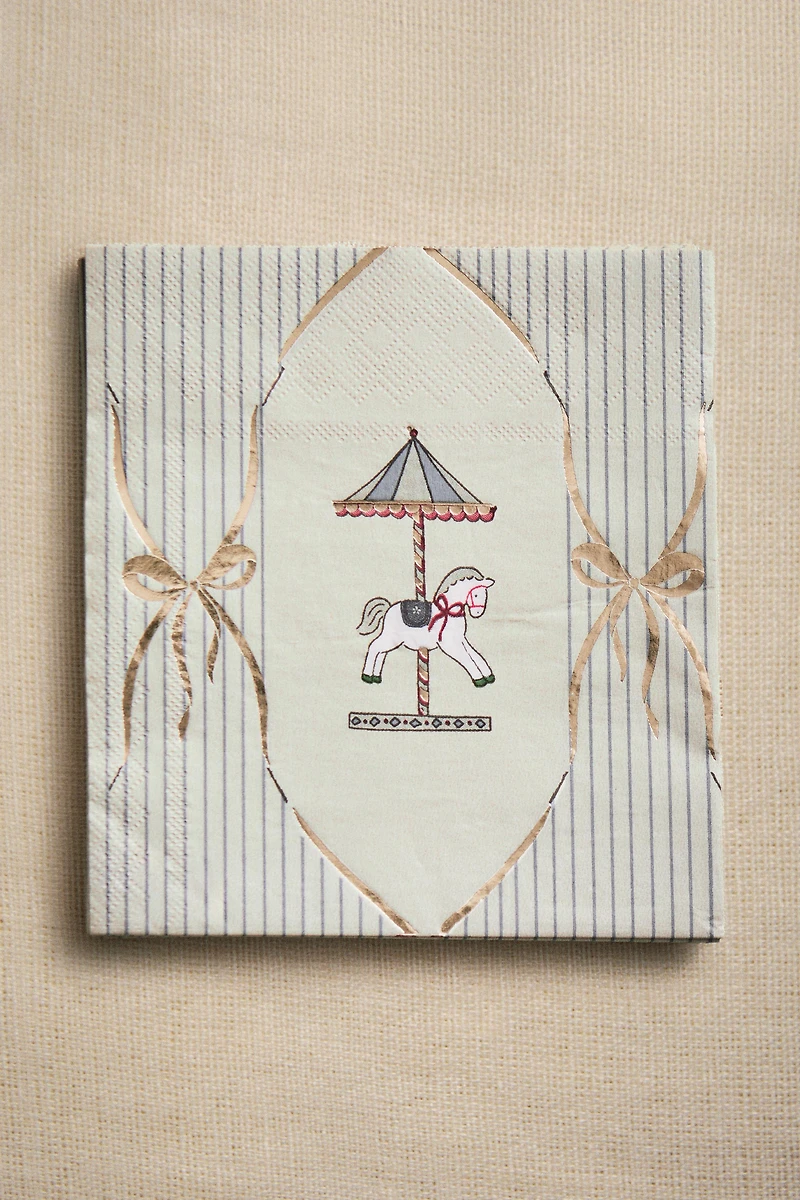 SET OF CHILDREN'S CHRISTMAS CAROUSEL PAPER NAPKINS (SET OF 20)