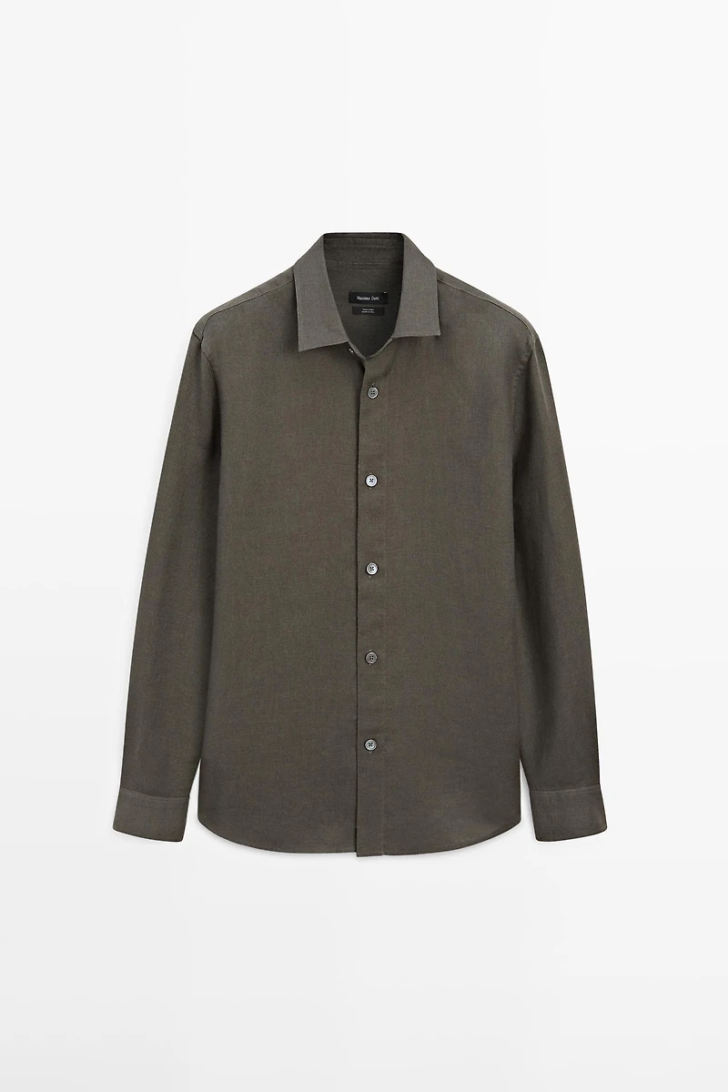 Regular fit 100% heavy linen shirt