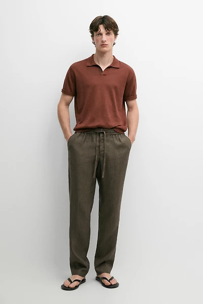 100% linen jogger fit trousers