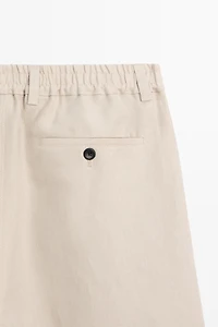 100% linen short Bermuda shorts
