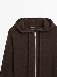 100% cashmere cardigan with hood