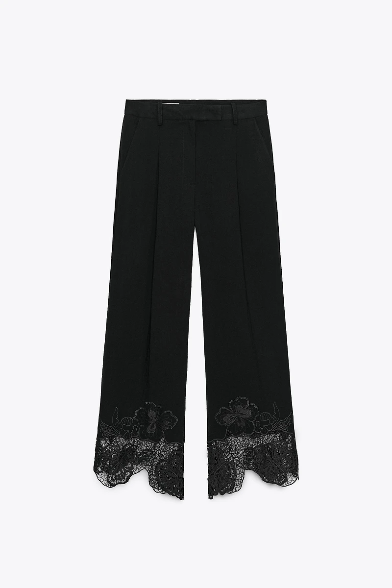 EMBROIDERED HEM CULOTTES