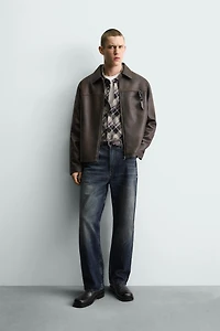 WASHED FAUX LEATHER JACKET