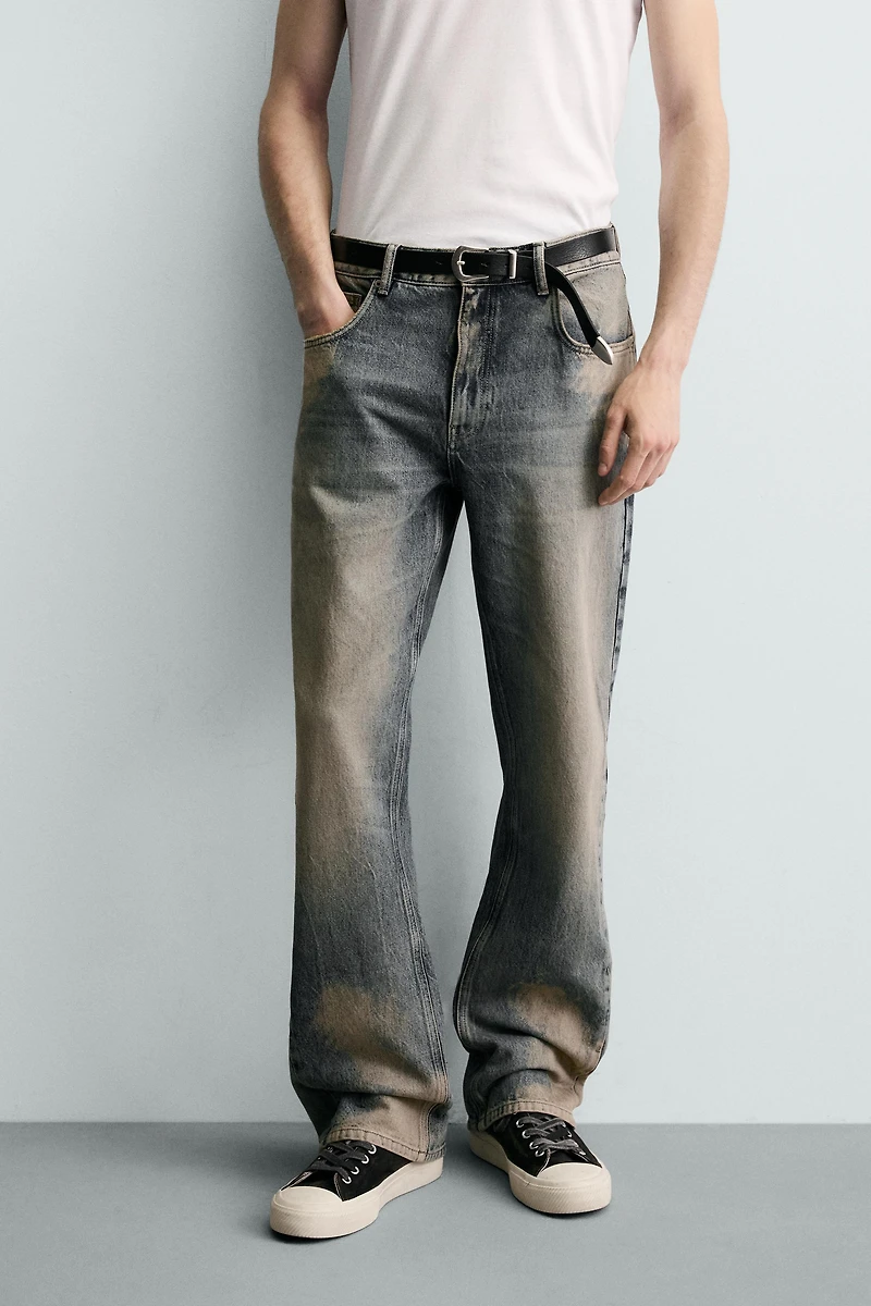 JEAN FLARE FIT DÉLAVÉ TACHES
