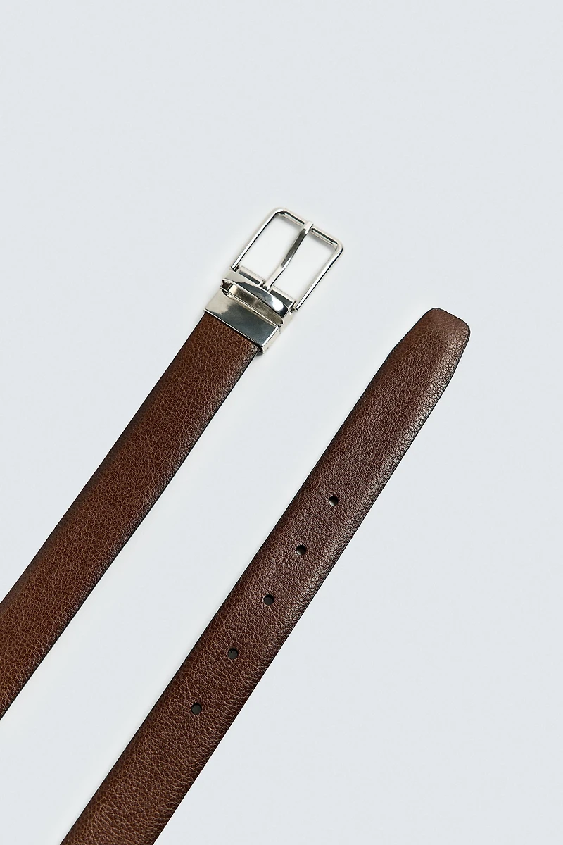 CEINTURE RÉVERSIBLE EN CUIR CONTRASTÉ