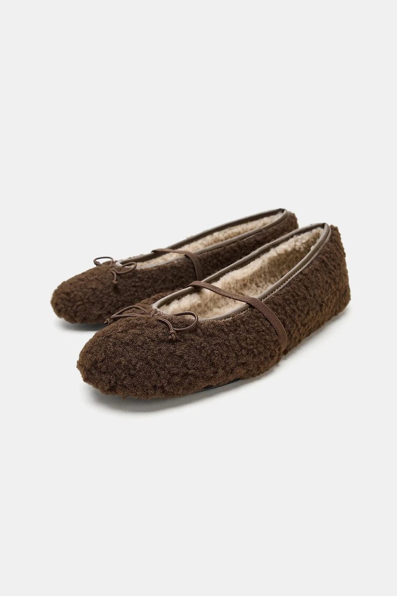 FAUX SHEARLING BALLET FLATS