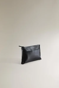 LEATHER MAKEUP BAG CLUTCH