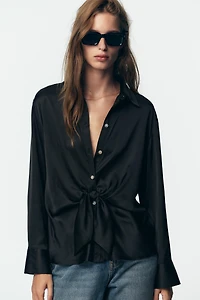 KNOTTED SATIN EFFECT SHIRT