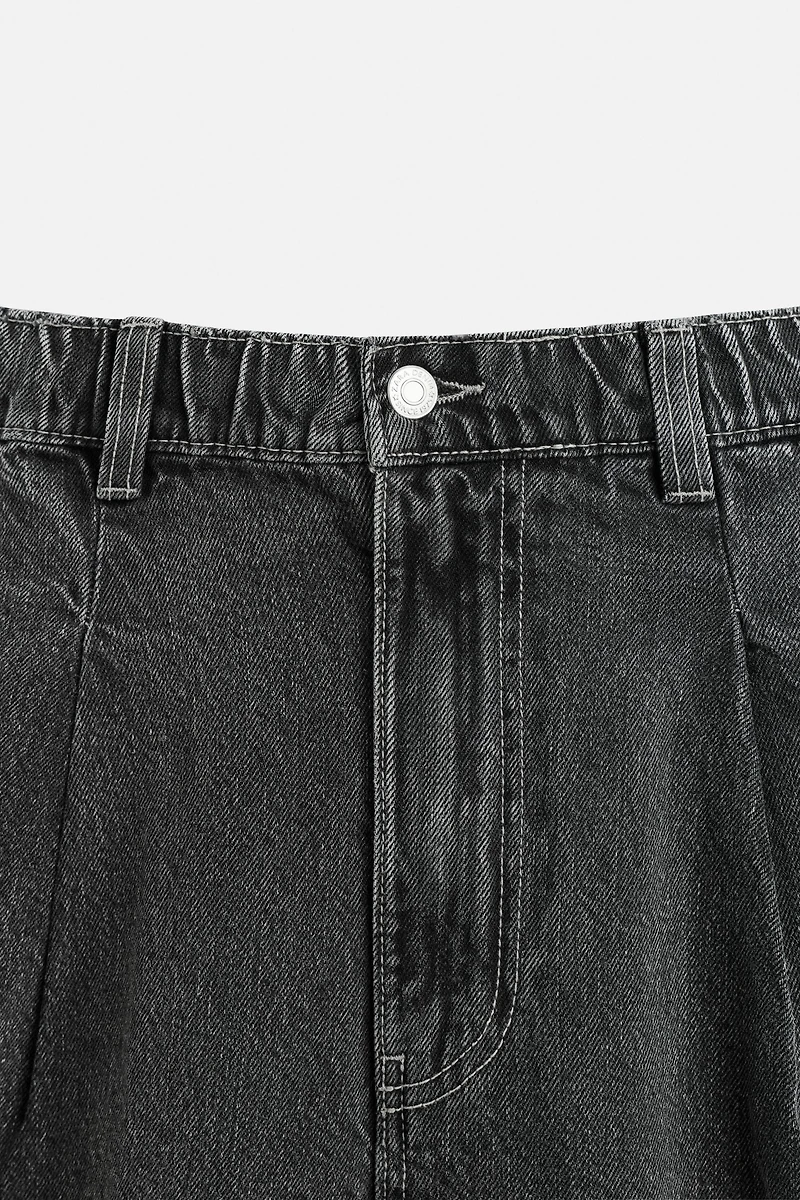 PLEATED WIDE FIT DENIM CHINO PANTS