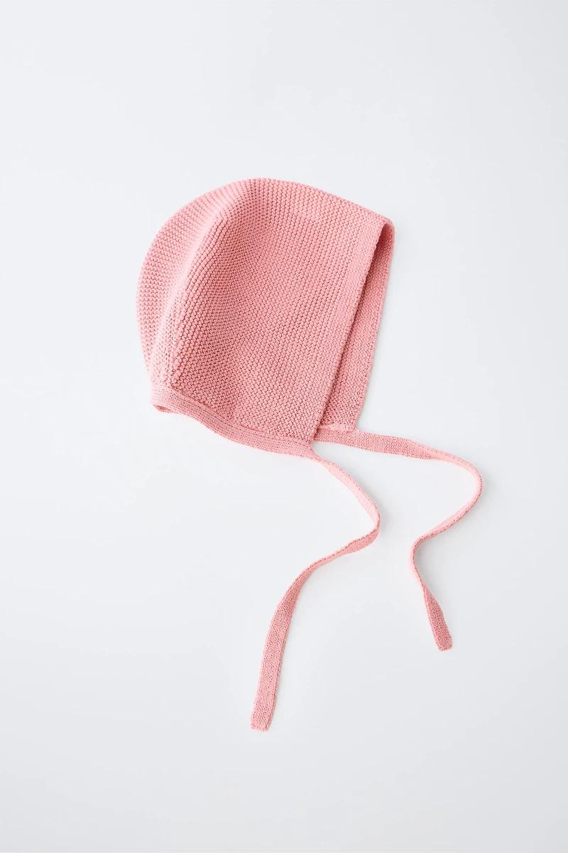 100% COTTON EMBROIDERED KNIT BONNET