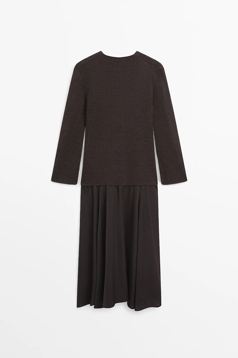 Contrast cotton blend knit dress