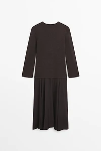 Contrast cotton blend knit dress