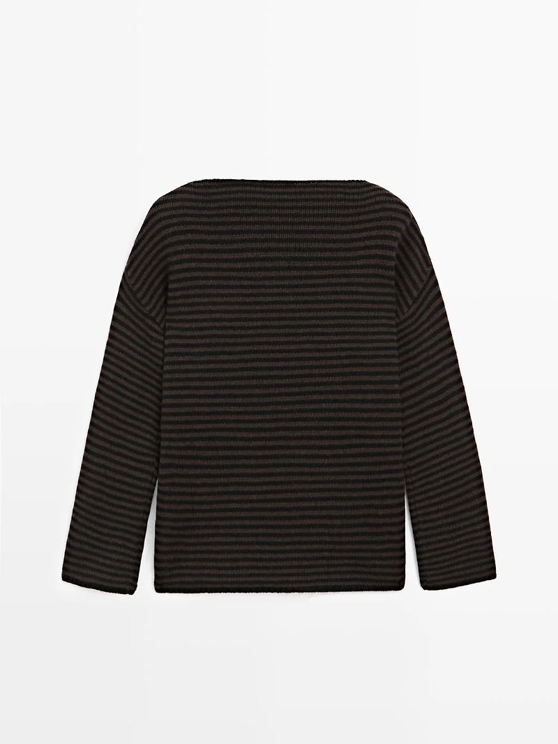 100% wool striped knit sweater
