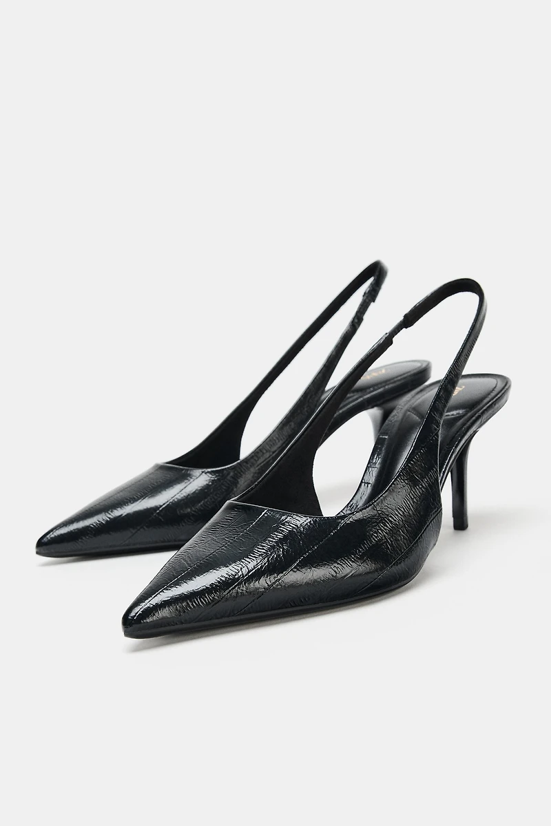 TEXTURED SLINGBACK HEELS
