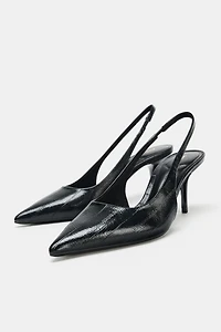 TEXTURED SLINGBACK HEELS