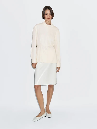 Long sleeve blouse with drawstring detail