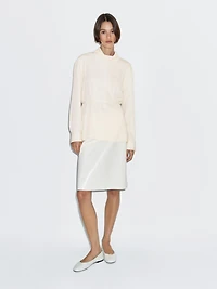 Long sleeve blouse with drawstring detail