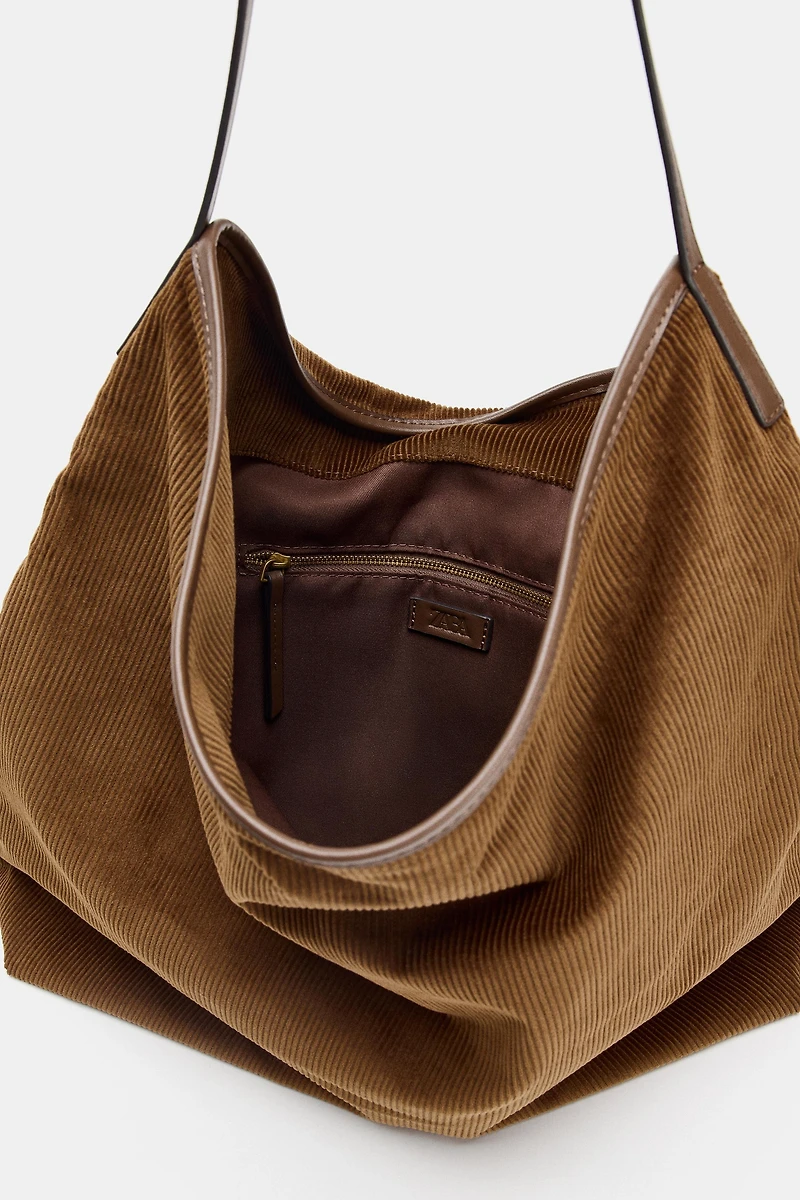 CORDUROY EFFECT TOTE BAG