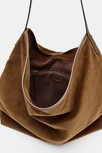 CORDUROY EFFECT TOTE BAG