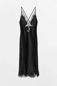 SATIN EMBROIDERED LACE DRESS