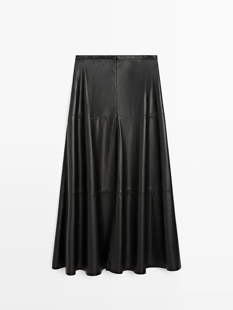 Long flared nappa leather skirt - LIMITED