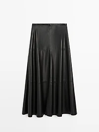 Long flared nappa leather skirt - LIMITED