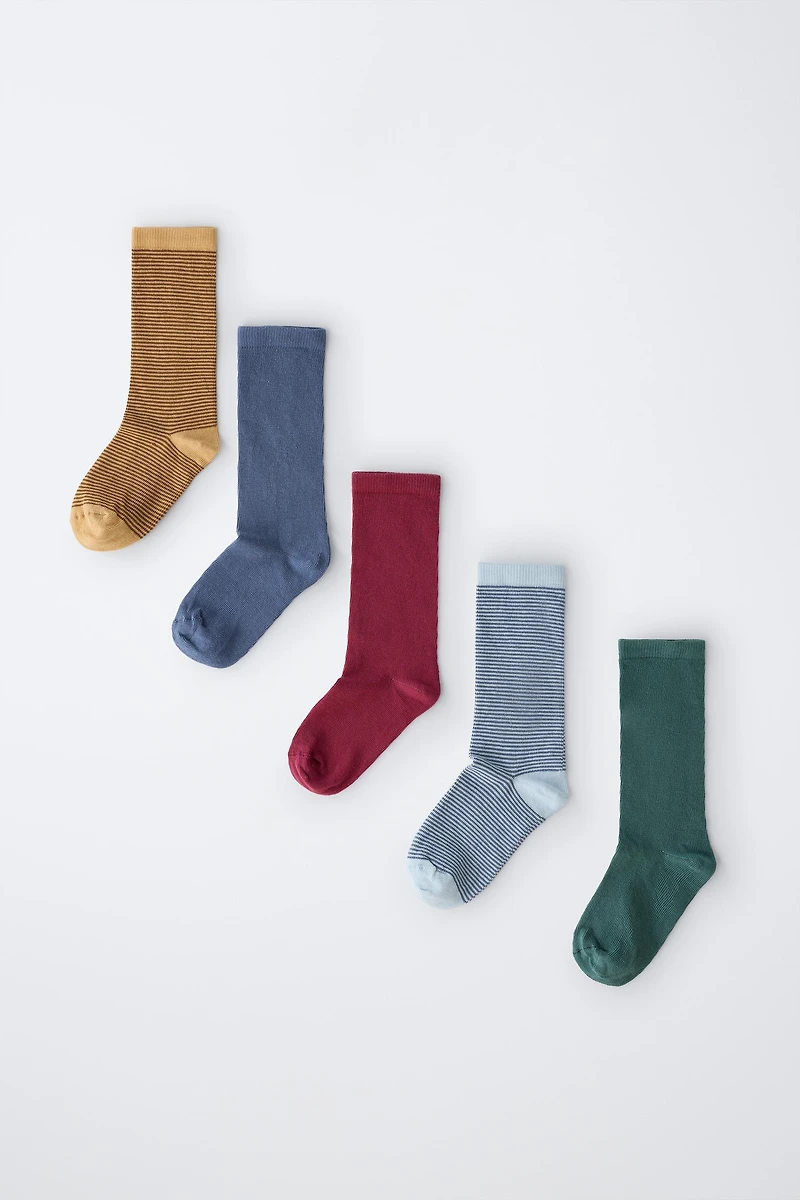5-PACK STRIPED AND SOLID CREW SOCKS