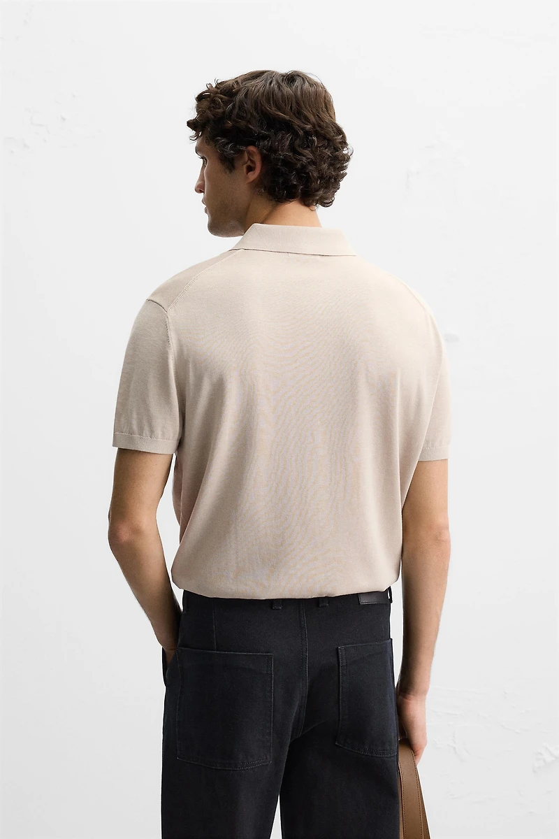 COTTON - SILK BLEND KNIT POLO