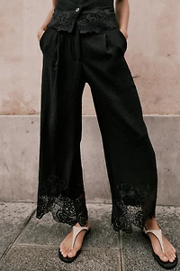EMBROIDERED HEM CULOTTES