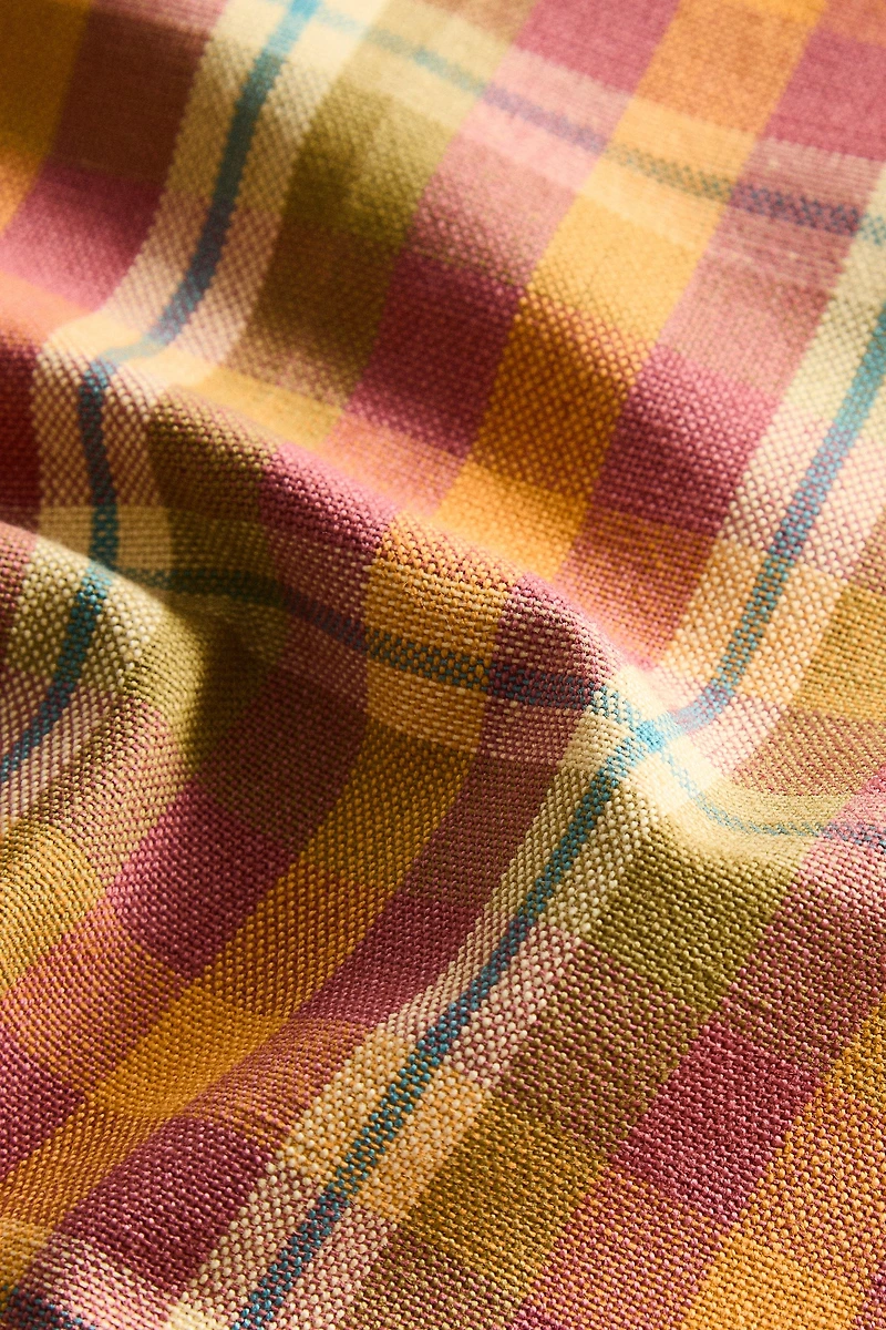 LOT DE 2 SERVIETTES DE TABLE À CARREAUX EN FIL TEINTÉ