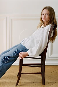 STAR PATCH WIDE LEG JEANS