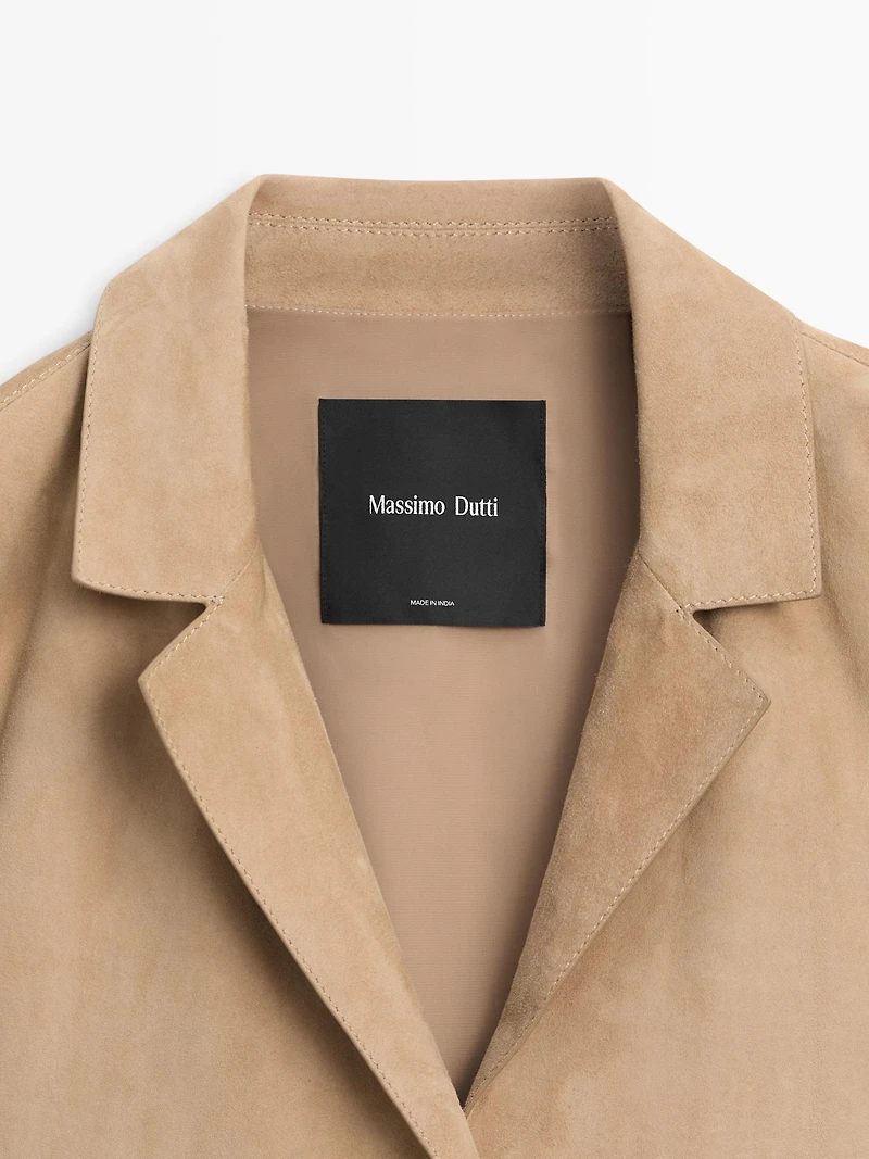 Blazer 100 % cuir et daim avec poches