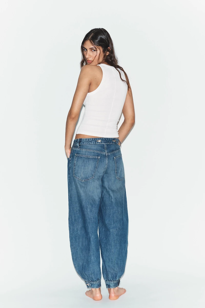 TRF MID-RISE BALLOON JEANS WITH BUTTON TABS