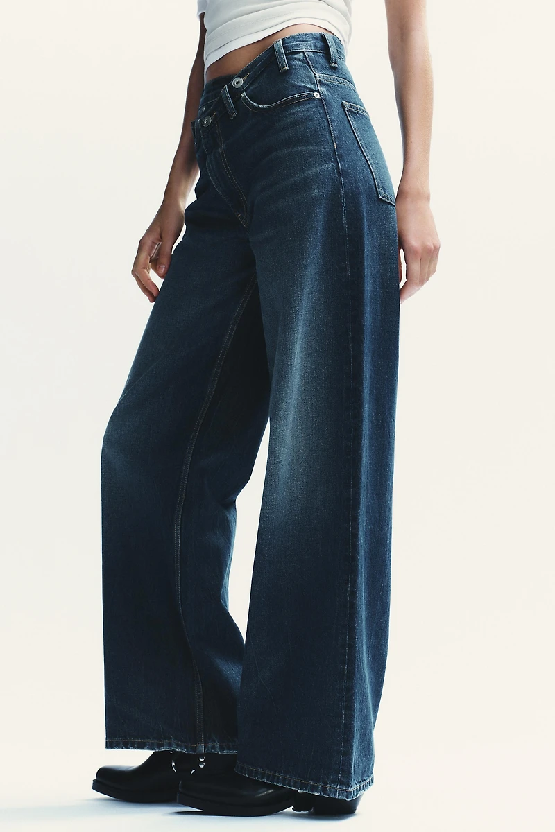 TRF HIGH WAIST CROSSOVER WIDE LEG JEANS