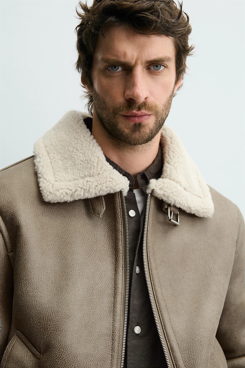 DOUBLE-FACED FAUX LEATHER JACKET