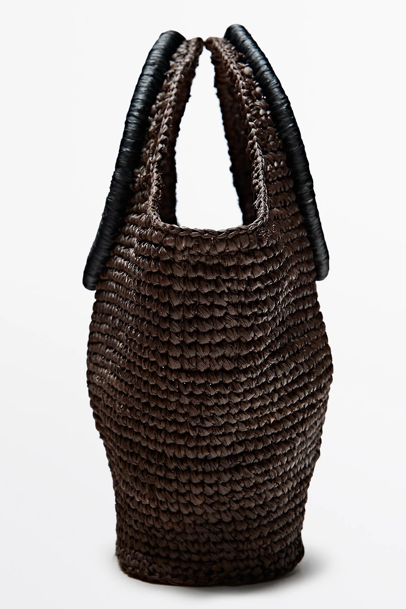 100% Raffia Mini Crescent Bag