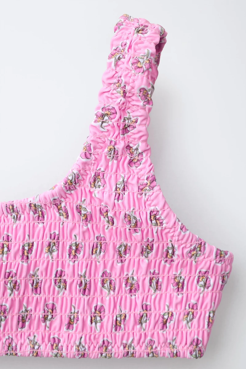 6-14 YRS SMOCKED FLORAL BIKINI