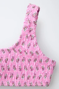 6-14 YRS SMOCKED FLORAL BIKINI