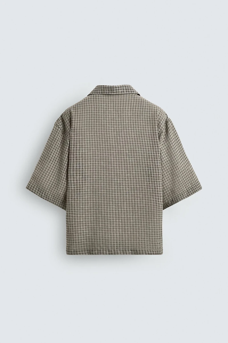 RELAXED FIT PLAID JACQUARD SHIRT