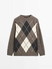 Pull à losanges en maille 100 % laine